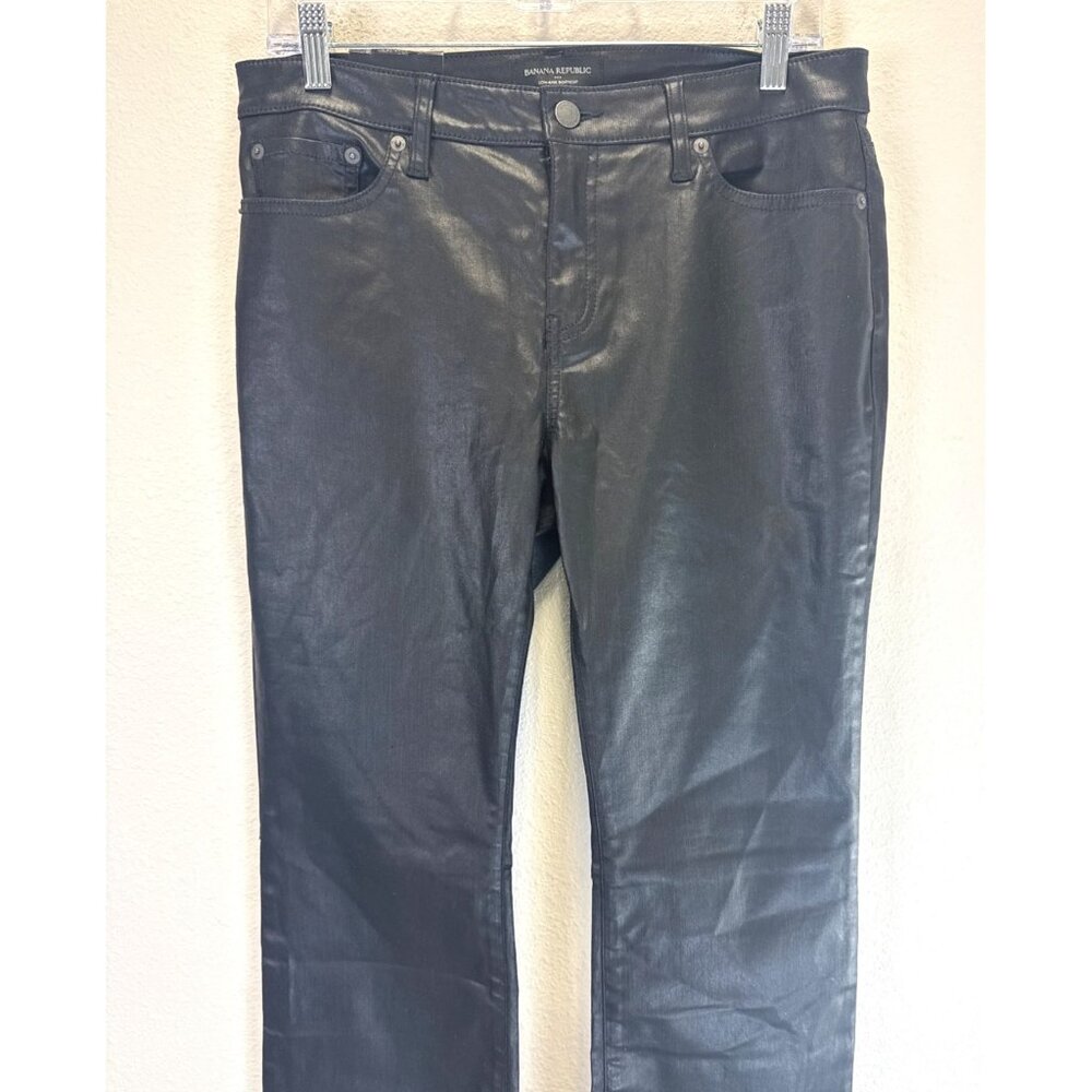 NWT Banana Republic Women's Low-Rise Bootcut Black Shiny Jeans Size 29/8 - Picture 2 of 12